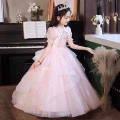 兒童禮服高端2024新款春夏花童婚紗女孩生日公主裙子小提琴演出服