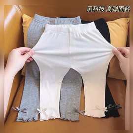 女宝宝春夏薄款儿童打底裤女童韩版弹力裤中腰蝴蝶结休闲长裤子潮