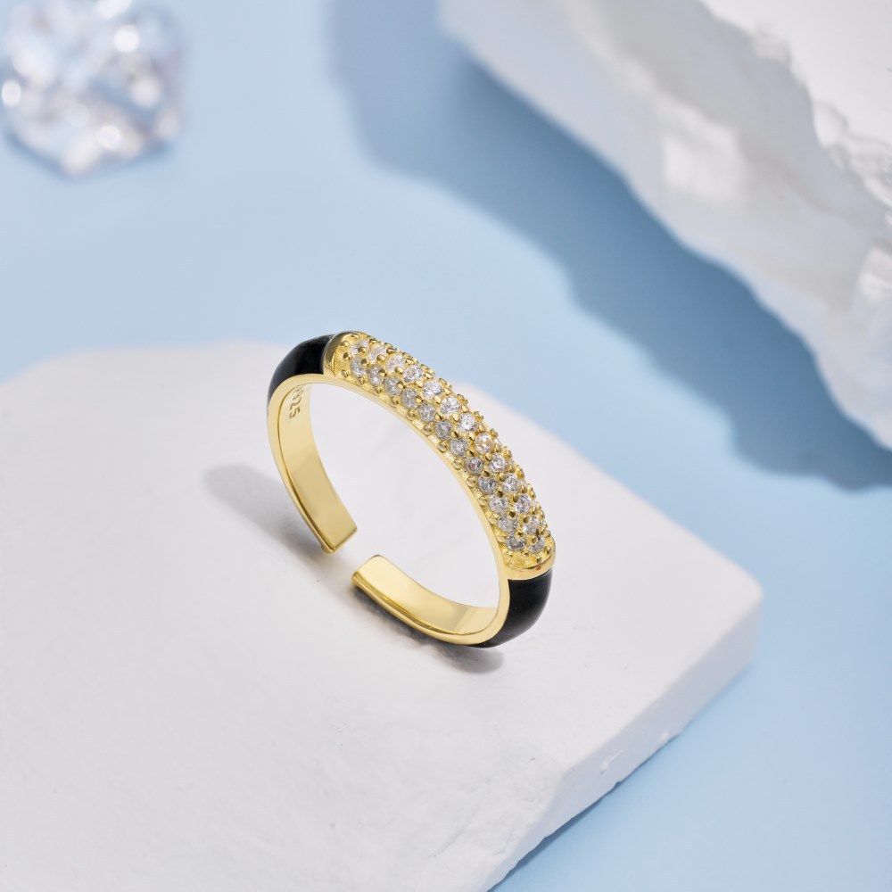 Fashion Geometric Sterling Silver Inlay Zircon Open Ring 1 Piece