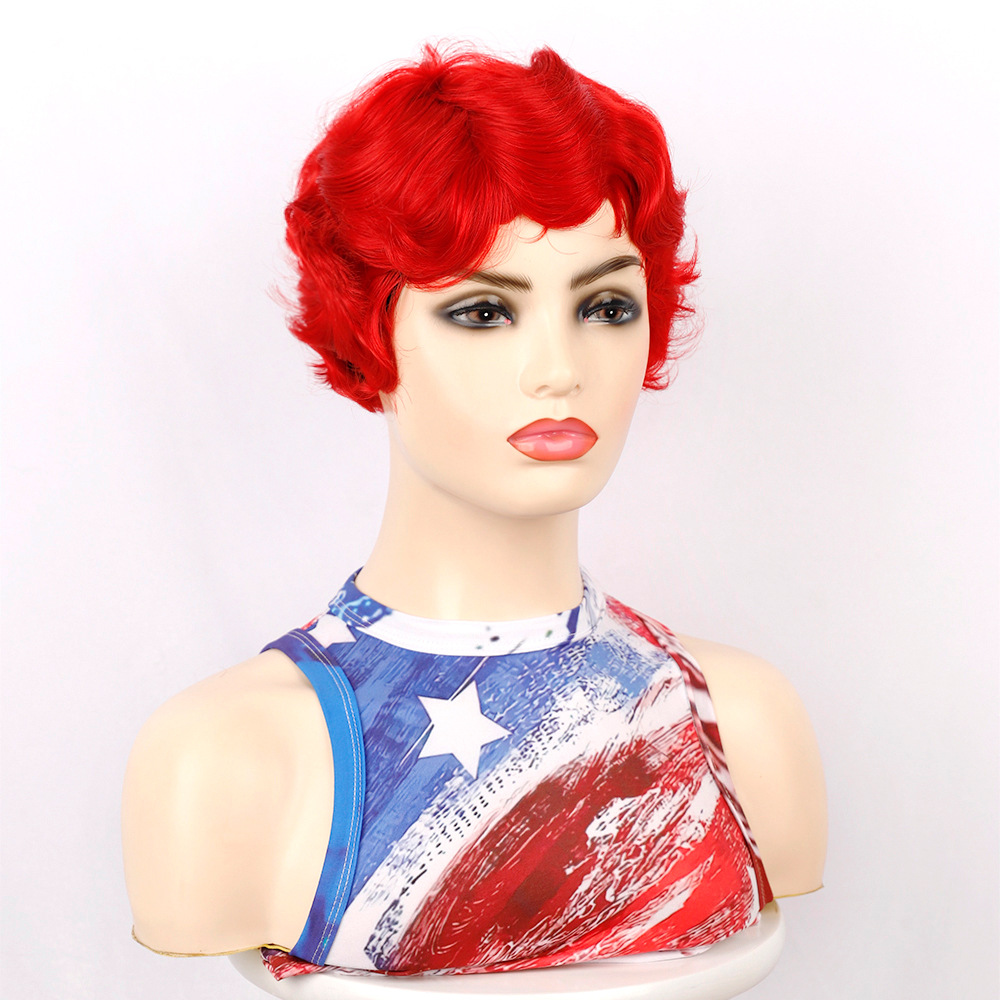 Syntetická parochňa Krátka dámska čelenka do kučeravých vlasov krátka čelenka so vzorom vodnej vlny_voghion.com