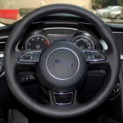 Steering wheel cover – Haohan N7G Handle Cover - black-side-holes-genuine-leather