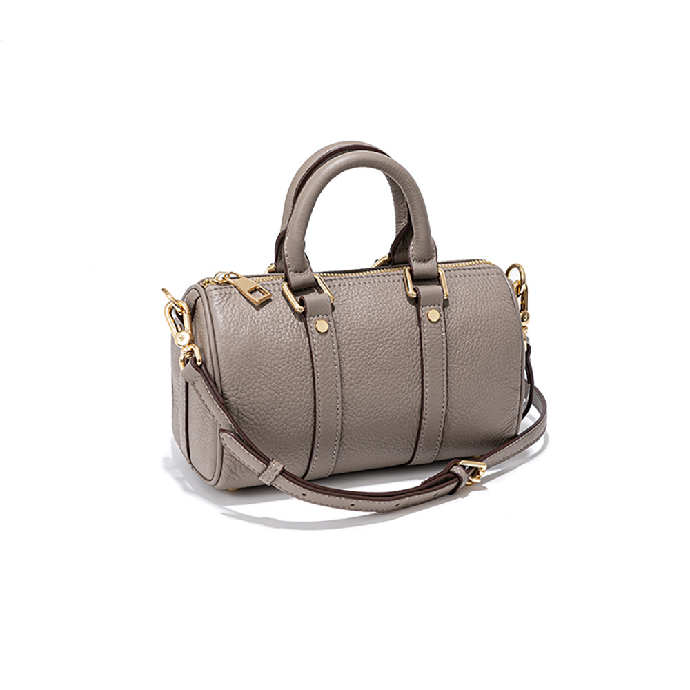 ボストンピローバッグ大衆デザイントップ層牛革復古風ハンドバッグ高級感ファッション百合斜めショルダーバッグ