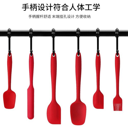 Cross-border integrated silicone kitchenware 6-piece set barbecue oil brush large scraper cream spatula cake baking tools