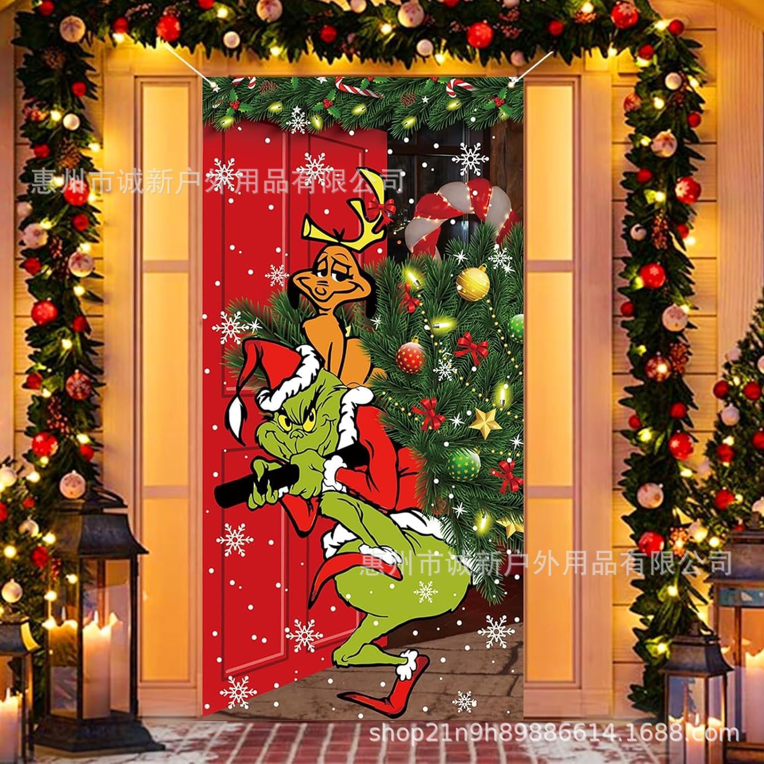 Amazon crossover nueva cubierta de puerta de Navidad cubierta de puerta de Santa Claus fiesta festiva ambiente tela de fondo al por mayor