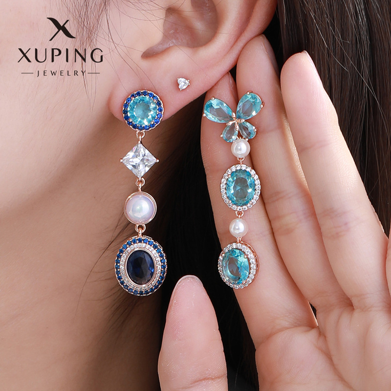Xuping joyería colectiva serie de gemas artificiales mariposa pendientes oval retrógrados franceses de alta calidad pendientes de temperamento mujeres