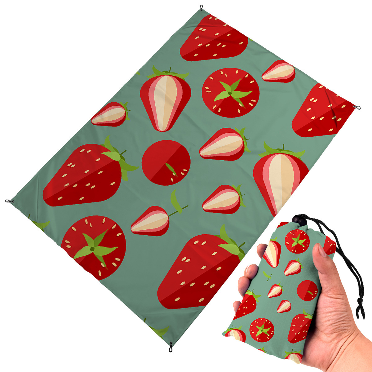 便携沙滩垫户外满版印花野餐垫沙滩地垫防水地布可做天幕