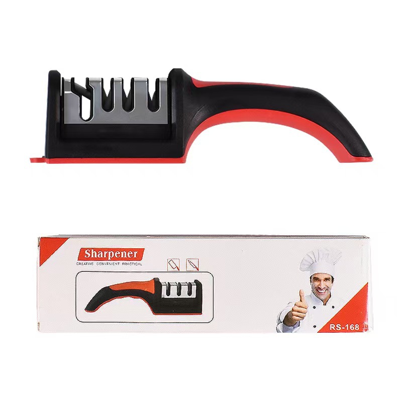 Ablinador de cuchillos puntual, afilador rápido de tres o cuatro etapas, afilador de diamante, afilador de cocina multifuncional, afilador de mano de piedra