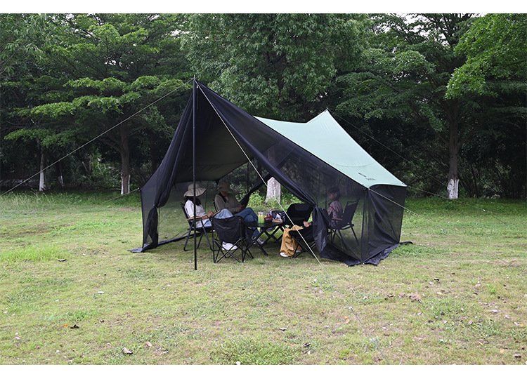 Mosquito-Proof Netting and Sunshade Integrated Canopy with Black Glue for Full Shading and Sun Protection, a Summer Essential