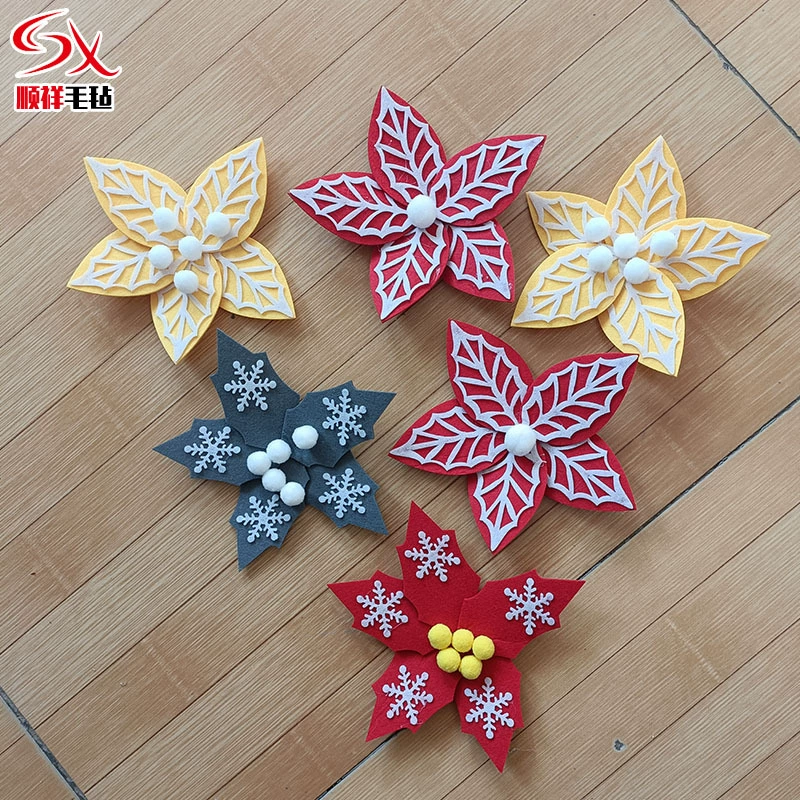 Производители поставляют готовый нетканый войлочный цветок ручной работы DIY Рождественский декоративный цветок многоцветный войлочный цветок