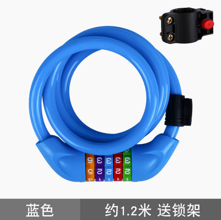 Cerradura de la bicicleta coche eléctrico de cinco dígitos Contraseña de bloqueo tira de bicicleta de montaña anillo de alambre de bloqueo antirrobo montar equipo de color