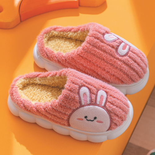 Children's Cotton Slippers  Winter New Style Boys and Girls Home Indoor Anti-Slip Warmth Middle and Large Children Cute Cartoon