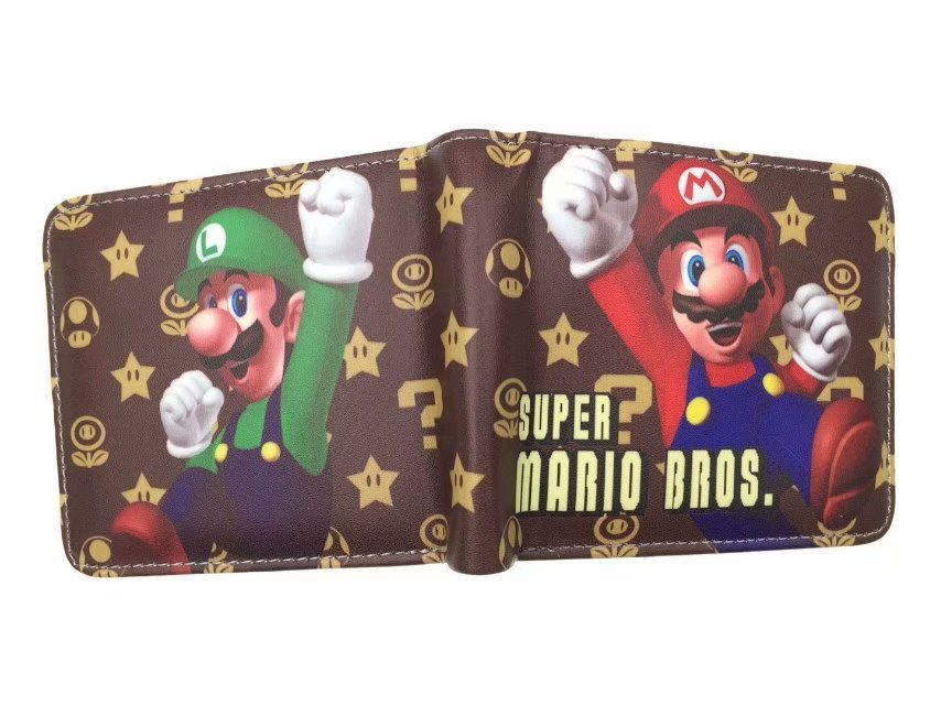 Nuevo Super Mary cartera corta Super Mario estudiante unisex pu cuero Snap cartera
