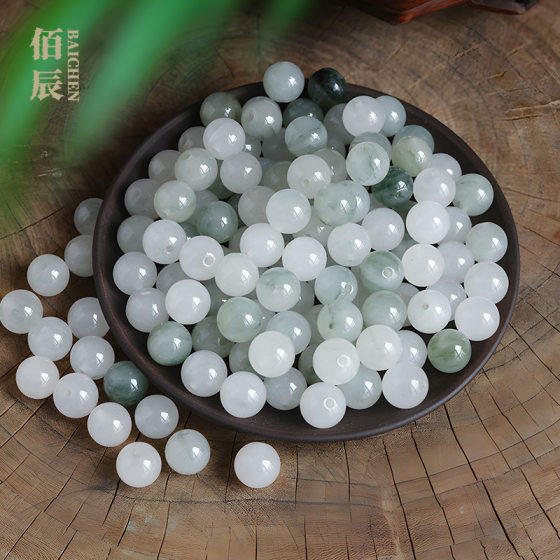 Xinjiang natural gold silk jade Tianshan Cui scattered beads DIY semi-finished jade color jade string beads white jade with beads wholesale