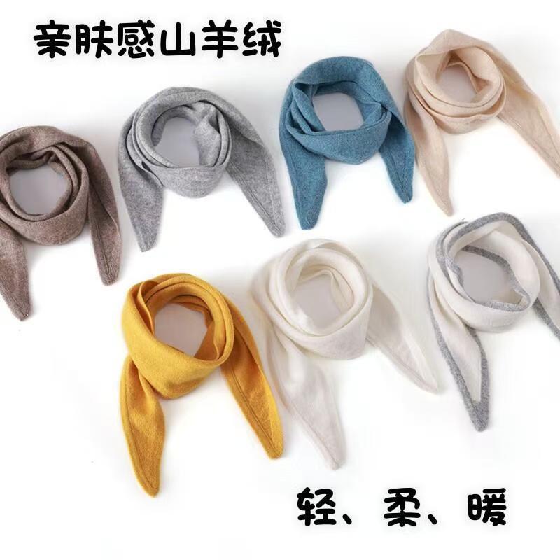 Manufacturer Cross-Border Wholesale 35% Cashmere Triangle Scarf Small Scarf Warm Neck Protection Knitted Cashmere Scarf for Women in Stock