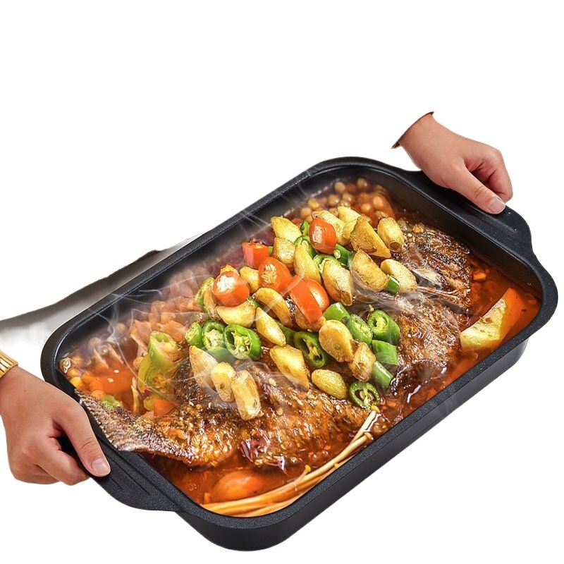 焼き魚皿家庭用長方形焼き魚トレー電磁オーブン焼き肉皿商用炭素鋼屋外バーベキュー皿焼き魚オーブン|undefined