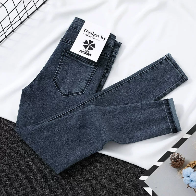 Демисезонные джинсы, облегающие эластичные флис trousers, плюс размер, высокая талия, плотные