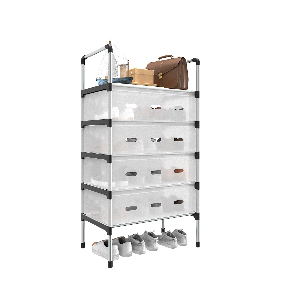 Multi-Layer Combination Shoe Cabinet for Home Dormitory Balcony Dust-Proof Shoe Rack Storage Rack Steel Pipe Reinforced Simple Modern Shoe Cabinet