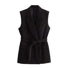 2023秋季新品欧美跨境女装街头时尚马甲无袖双襟背心 w103 7897