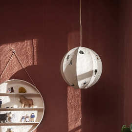 丹麦ferm living刺绣吊灯ins北欧布艺设计师儿童房吊饰创意装饰