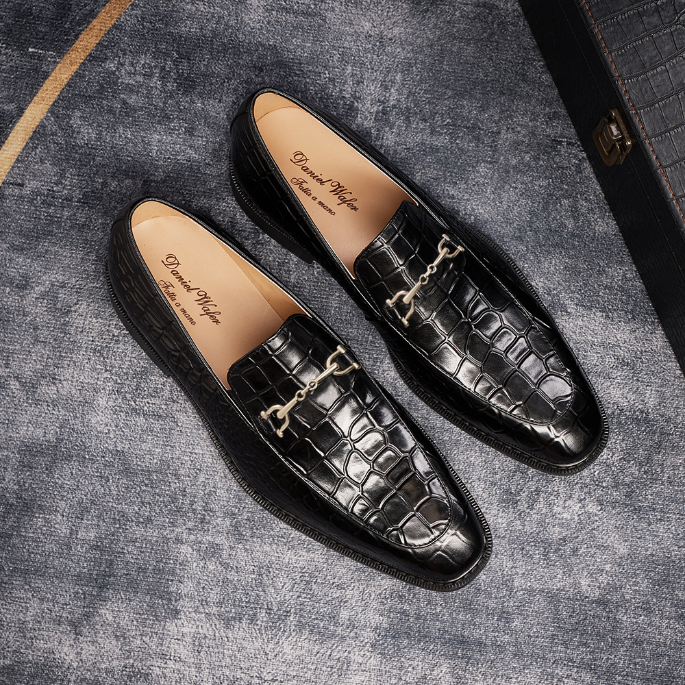 Zapatos de Cuero Tipo Mocasín para Caballero, Zapatos Formales para Boda, Cena, Negocios, Zapatos de Cuero Puro para Hombre, Transpirables, Formales para Negocios