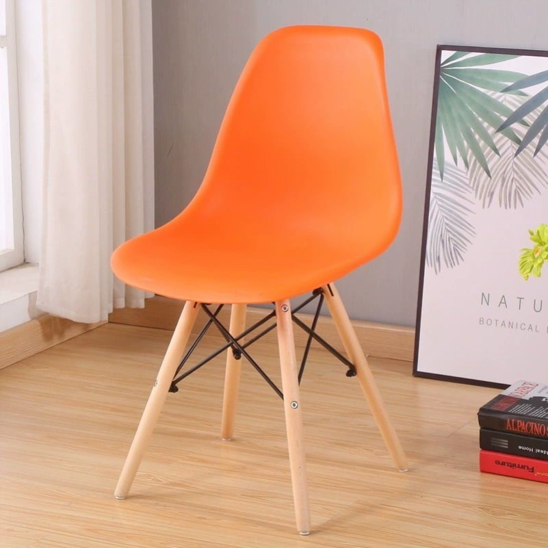 Стул в стиле Eames, пластиковое сиденье, деревянные ножки с металлическими распорками, разные цвета, стандарт/утолщённый