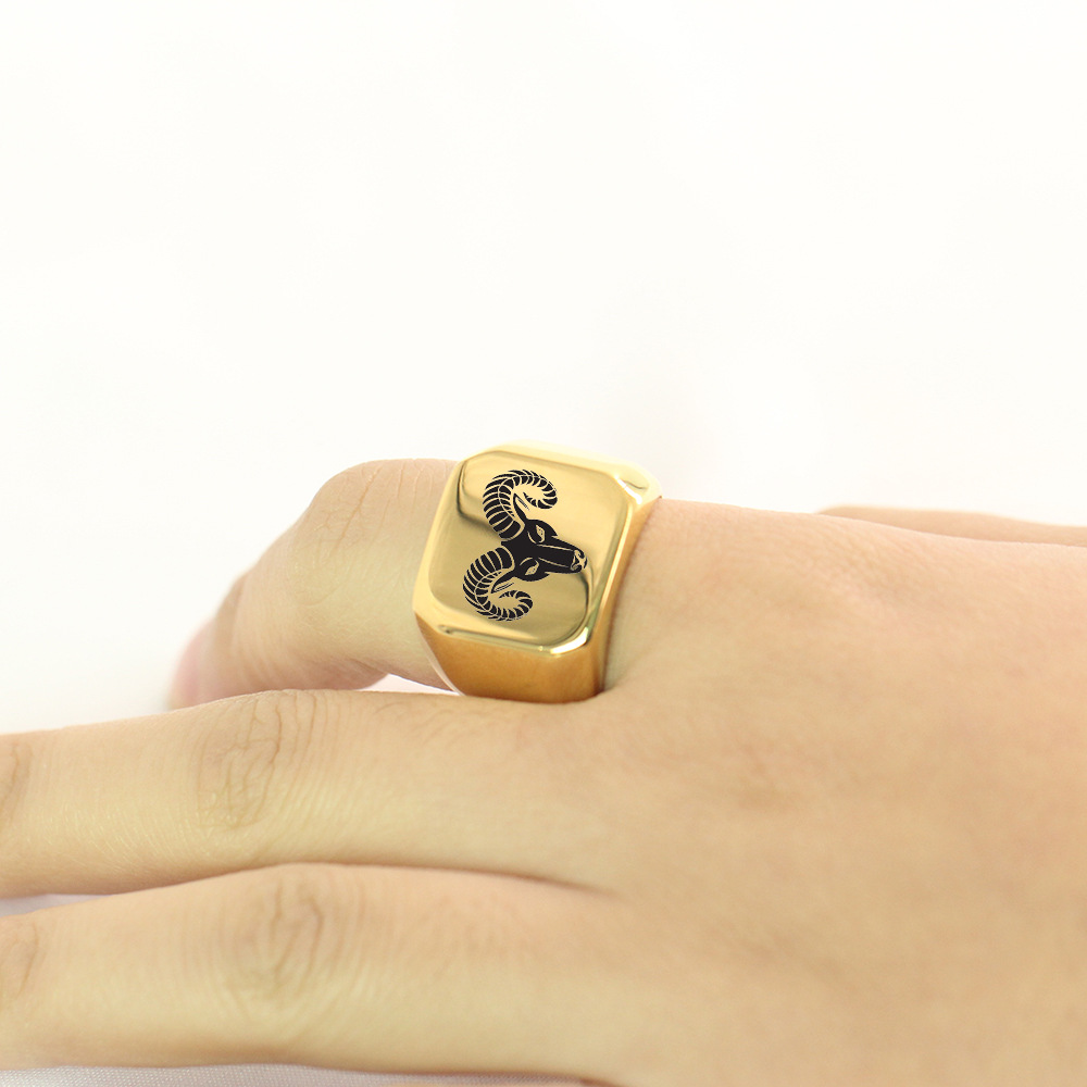 1 Piece Quantity Holiday, Daily Occasion Titanium Steel Material Retro Cattle Titanium Steel Plating Men's Rings