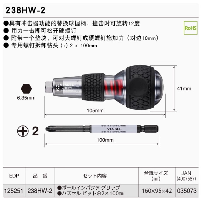 destornillador de goma de mango de gourmet japonés con tornillo de perforación, destornillador de cabeza de tornillo de cruz con magnetismo