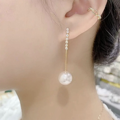  New Product 925 Silver Needle Feel Long Pearl Earrings Women's Earrings Internet Celebrity Earrings Korean Ins Earrings
