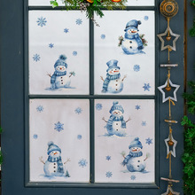 xmas136圣诞节复古小雪人雪花玻璃橱窗门贴美化装饰墙贴纸批发