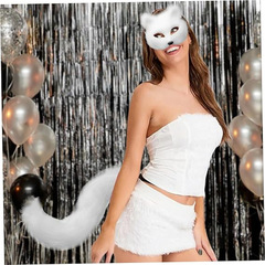 ハロウィン猫の顔マスクダンスパーティー狐の尻尾オオカミコスプレ衣装セットぬいぐるみふわふわ爪猫手袋