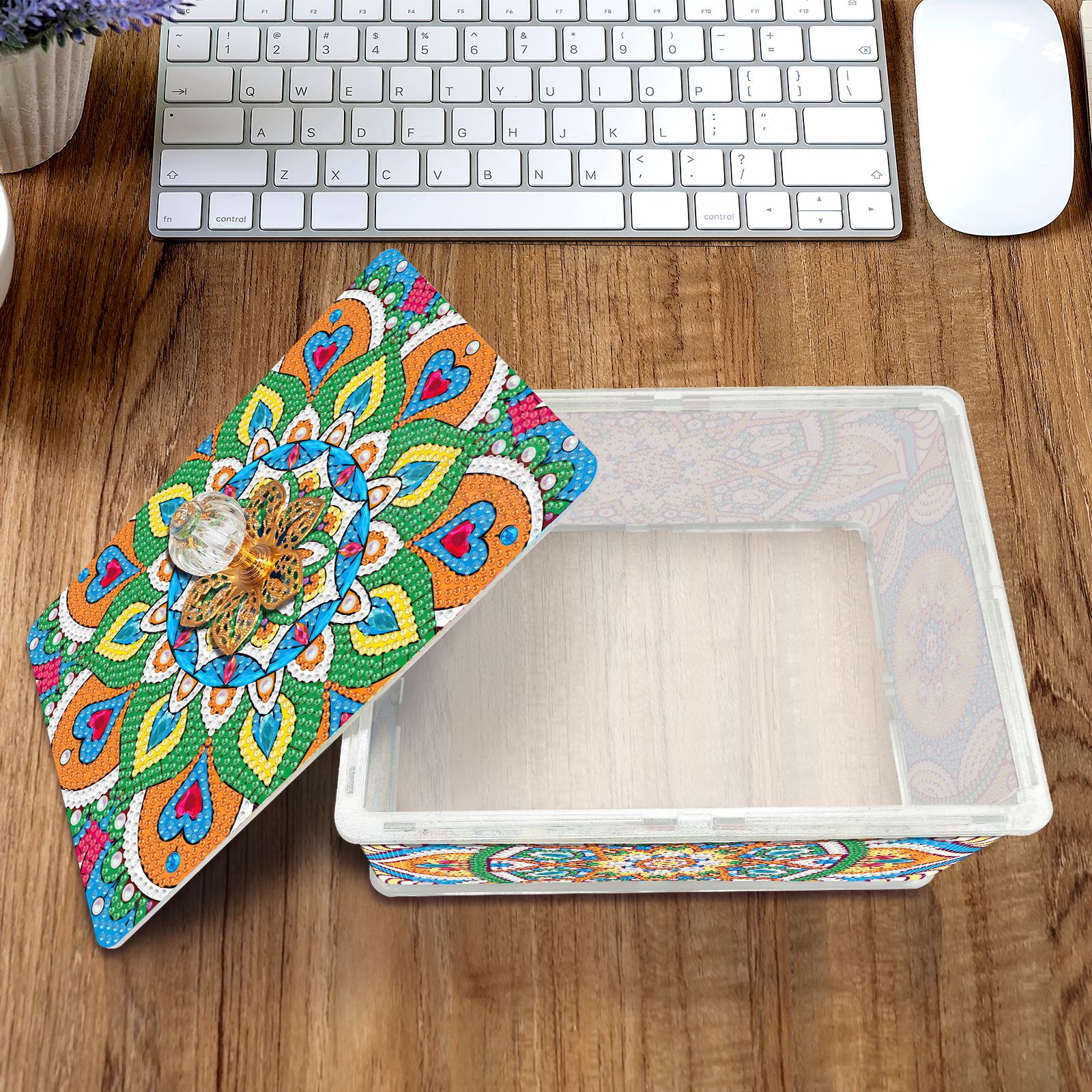 Caja de almacenamiento de mandala periférica de pintura de diamantes Caja de almacenamiento a prueba de polvo con tapa La pintura de diamantes adhesivos se puede distribuir al por mayor