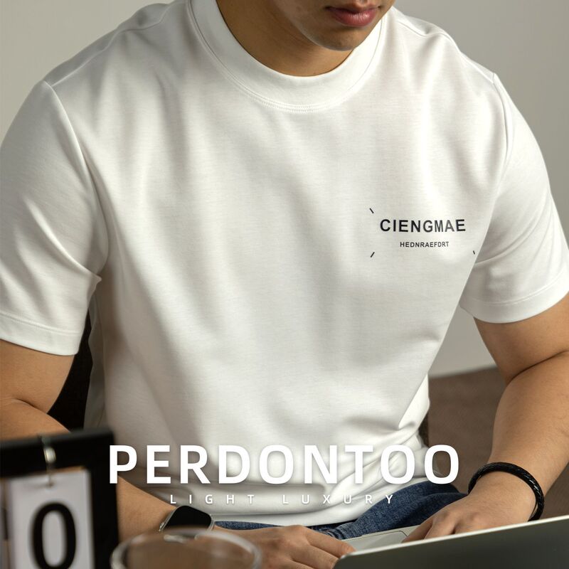 80S Antibacterial Bamboo Fiber Short-Sleeve T-Shirt for Men 2026 Summer Ice Silk Cool Luxury Letter Print Loose Fit T-Shirt