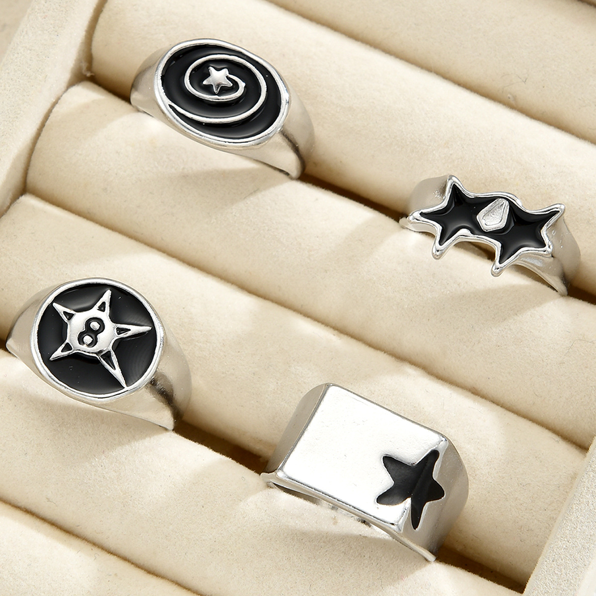 Herren Ring Set Mit Stern Motiv Im Angesagten Hip Hop Design_voghion.com