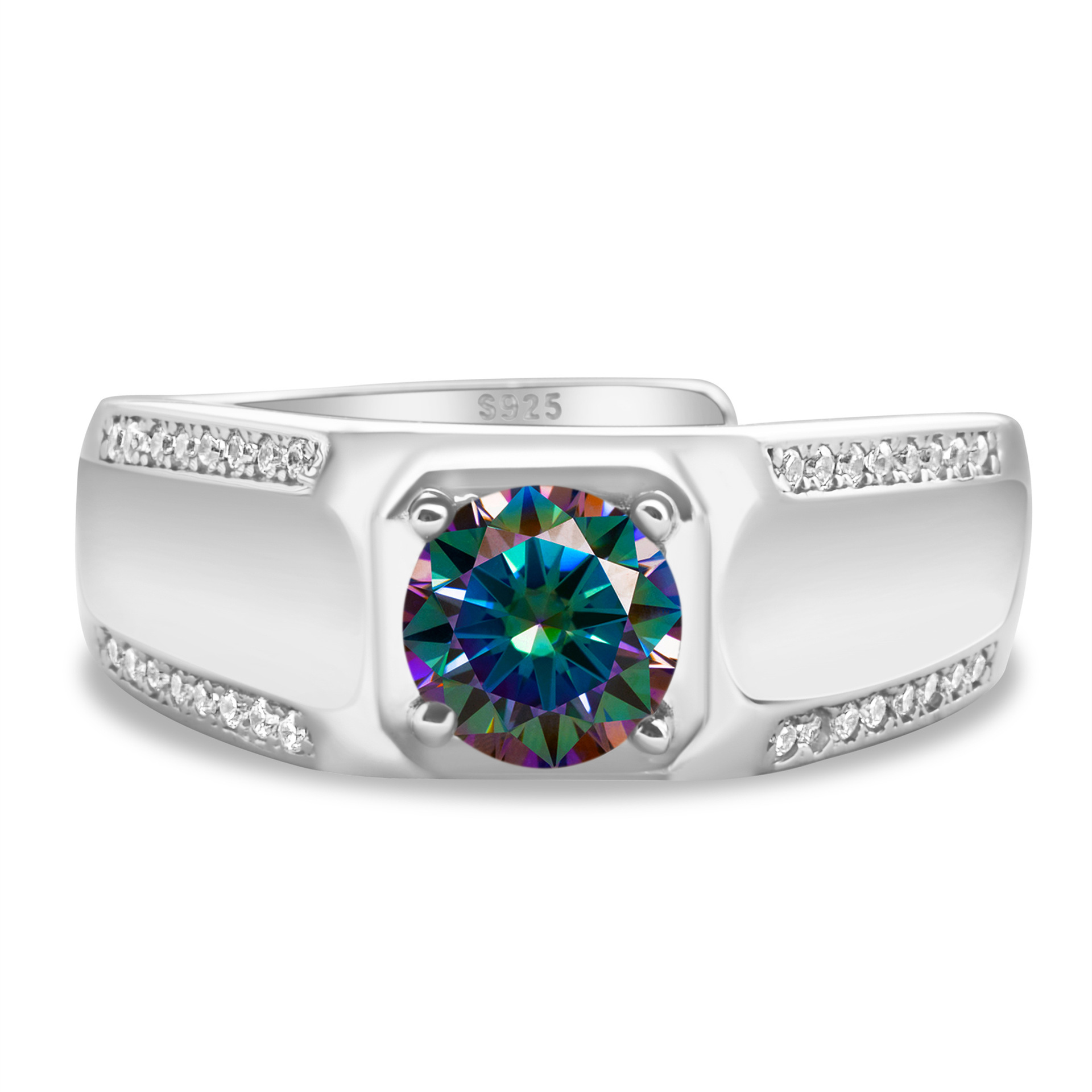 925 plata esterlina gran anillo de hombre de piedra moissan anillo masculino chapado pt950 oro atmósfera para enviar al por mayor fábrica de novio spot