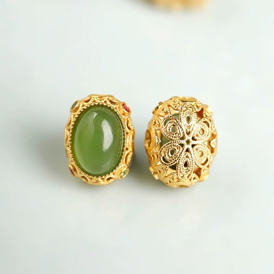 hand jewelry, jadeite leaf through-hole — Zərgərlik ara hissələri - jasper-oval-approximately-9mm-single