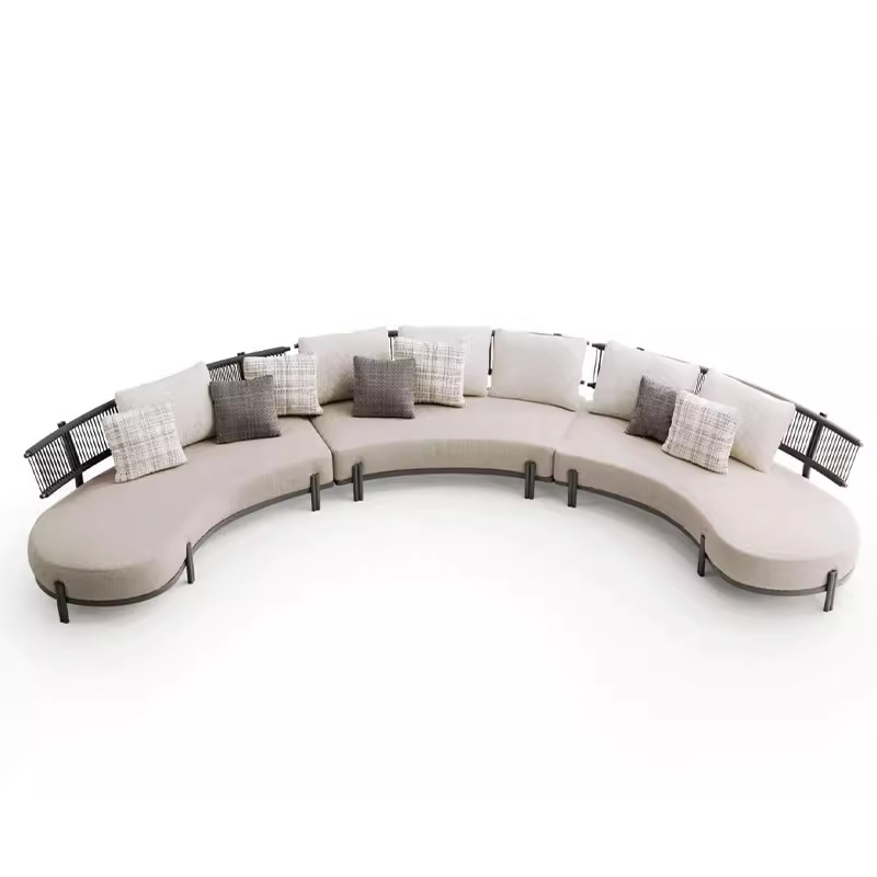 Jardín al aire libre sofá de caña patio hotel balcón impermeable ocio arco de aluminio silla de caña muebles combinados