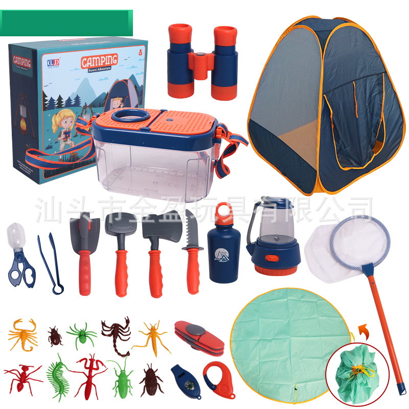 Juegos transfronterizos de campamento al aire libre para niños simulación de carpa de herramientas de supervivencia en el campo conjunto experimental de observación de insectos