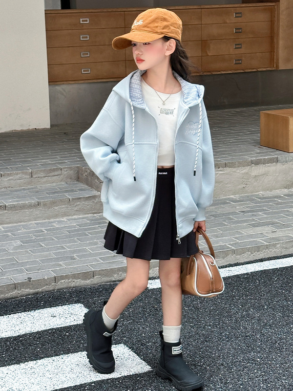 女童外套春秋款2025新款洋气中大儿童休闲春装棒球服春季连帽上衣|undefined