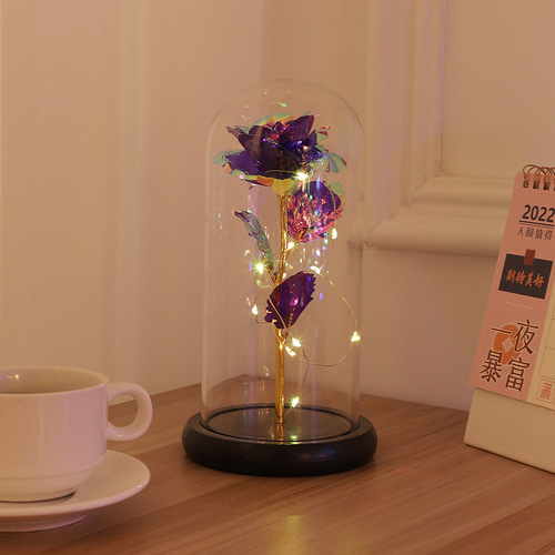 Factory-provided cross-border gold leaf gold rose artificial flowers Valentine's Day gift Christmas creative gift decoration