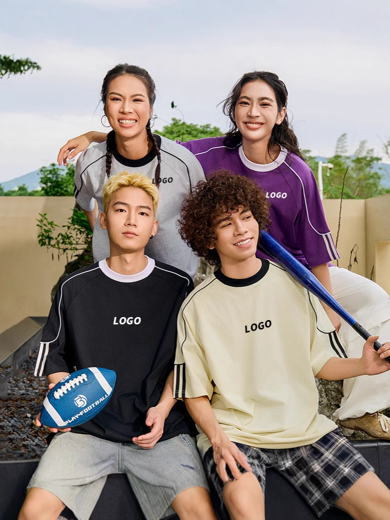 Color contrastante ropa de trabajo de cuello redondo de manga corta camiseta cultural camiseta camiseta deportiva DiDi ropa de clase camiseta de algodón personalizada