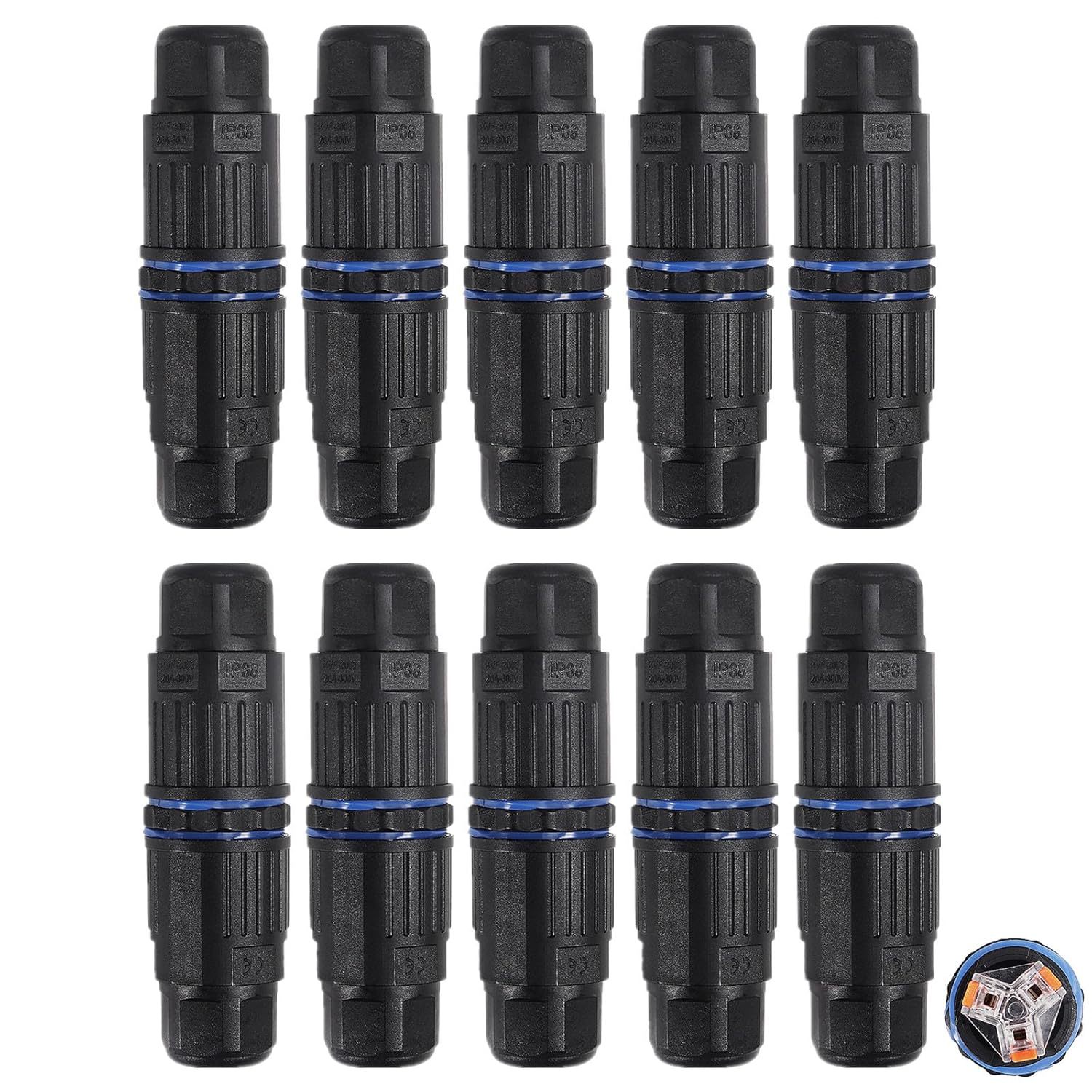 MELIFE 10PCS IP68 Waterproof Electrical Cable Connector, Out