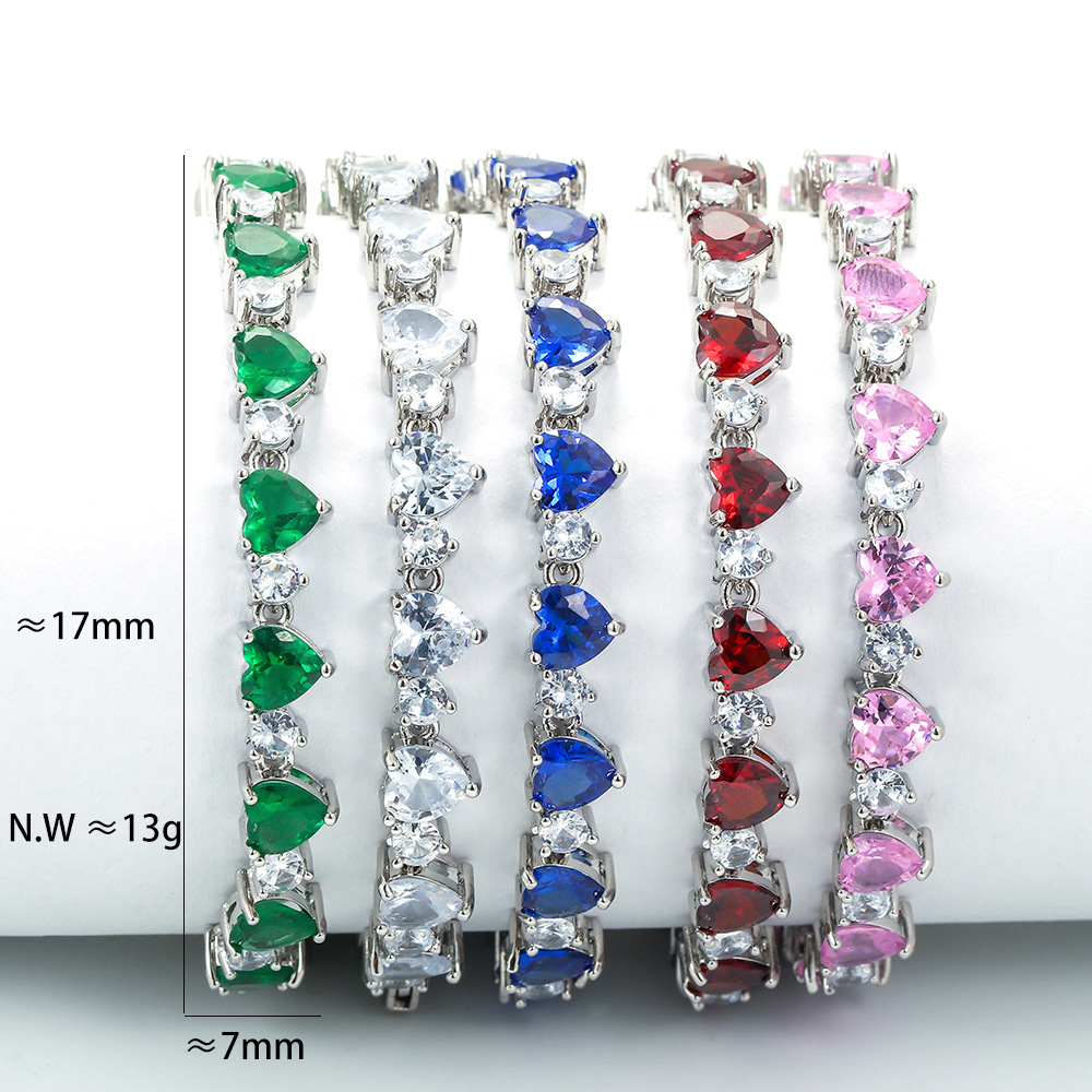 Plating Design Sweet Heart Copper Plating Zircon Bracelets