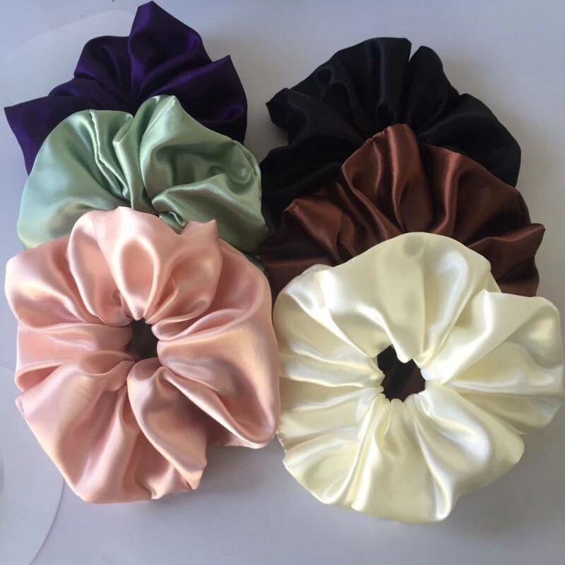 High-Quality Retro Large 18cm Diameter Satin Large Intestine Hair Ring Imitation Silk High-End Fat Intestine Hair Tie Headband