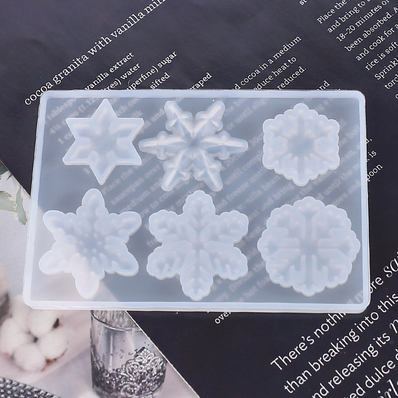 クリスマスペンダント水晶滴糊鏡面金型diy複数の異なる形の雪花クリスマスシリコン金型|undefined