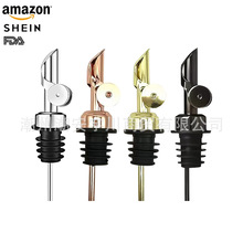 跨境不锈钢自动开合盖油嘴瓶塞橄榄油瓶塞厨房鸡尾酒倒酒器批发