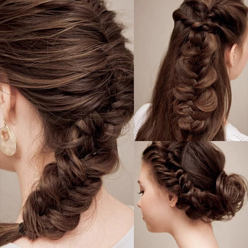 Dispositivo de trenzado de pelo trenzado de espina de pescado artefacto de trenzado de cabello femenino en la parte posterior de la cabeza, cabello perezoso, trenza de ciempiés, herramienta de peinado de trenza retorcida, accesorios para el cabello