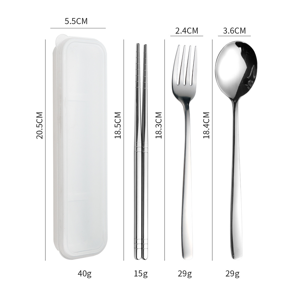 304 스틸 [화이트] 숟가락 + 포크 + 젓가락 + 상자