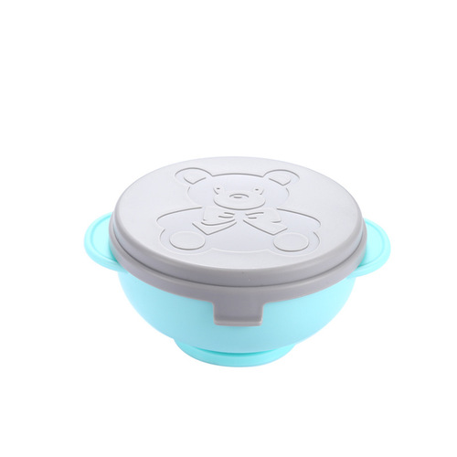 Children's suction cup bowl 304 stainless steel liner infant food bowl can be paired with straw popular feeding bowl