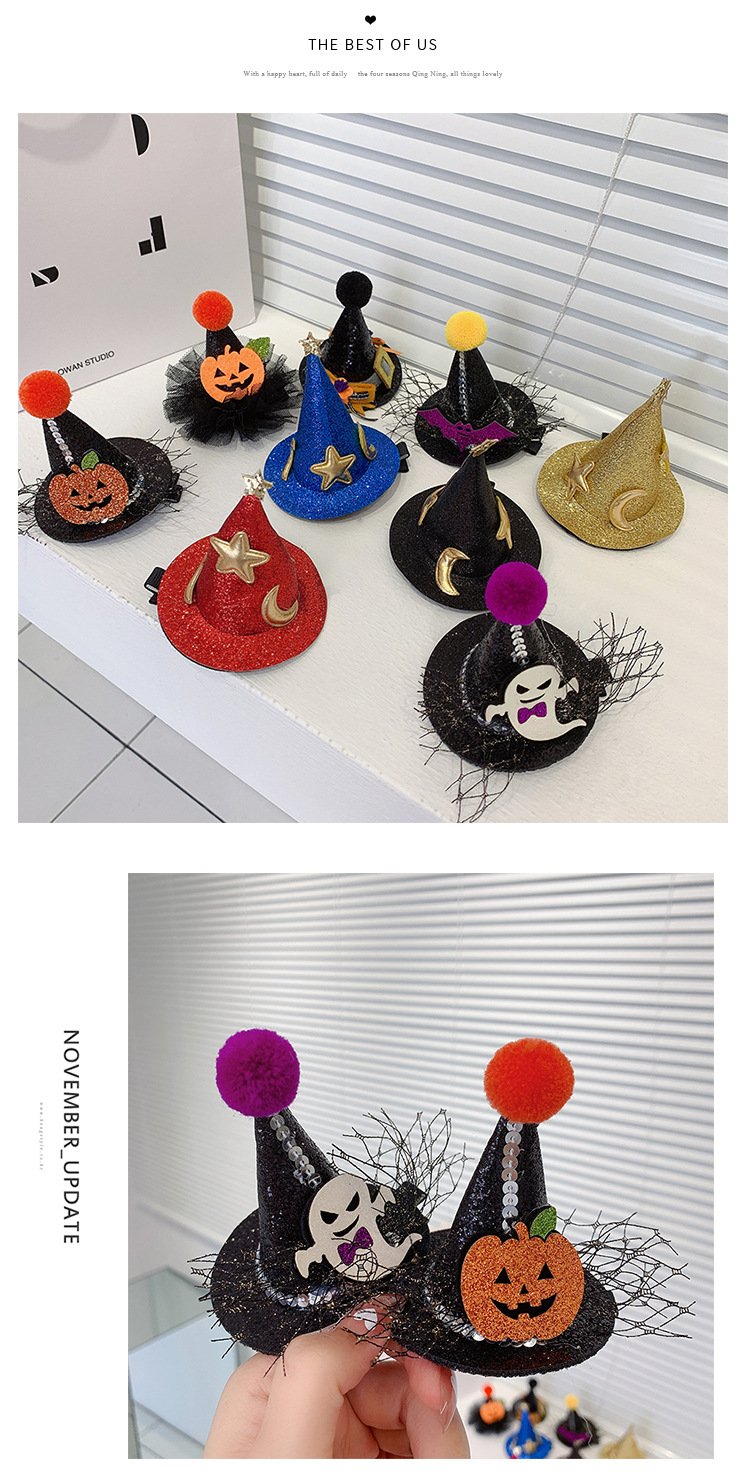 10g Weight Hair Clip, Party Headpieces Hair Accessories Type 1 Piece Quantity Party, Street Occasion Halloween Festival Halloween Cute Funny Pumpkin Magic Hat Party Street Party Accessories Party Supplies