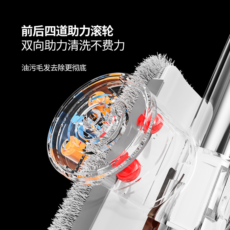 2024 nuevo trapeador doméstico un trapeador limpio sin lavado a mano plano perezoso tela de muelle absorción de agua seca y húmeda de doble uso trapeador artefacto